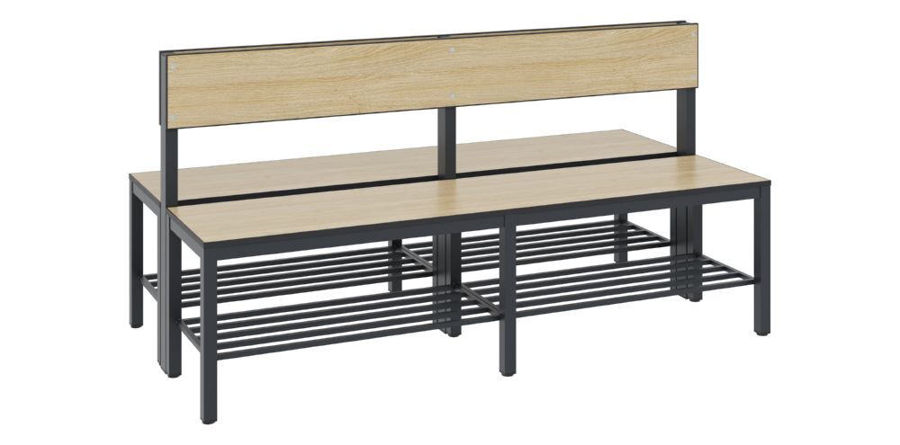 C+P Sitzbank 2-seitig Feuchtraum 796 x 1500 x 760 mm schwarzgrau HPL eiche Produktbild C+P Sitzbank 2-seitig Feuchtraum 796 x 1500 x 760 mm schwarzgrau HPL eiche bild 2