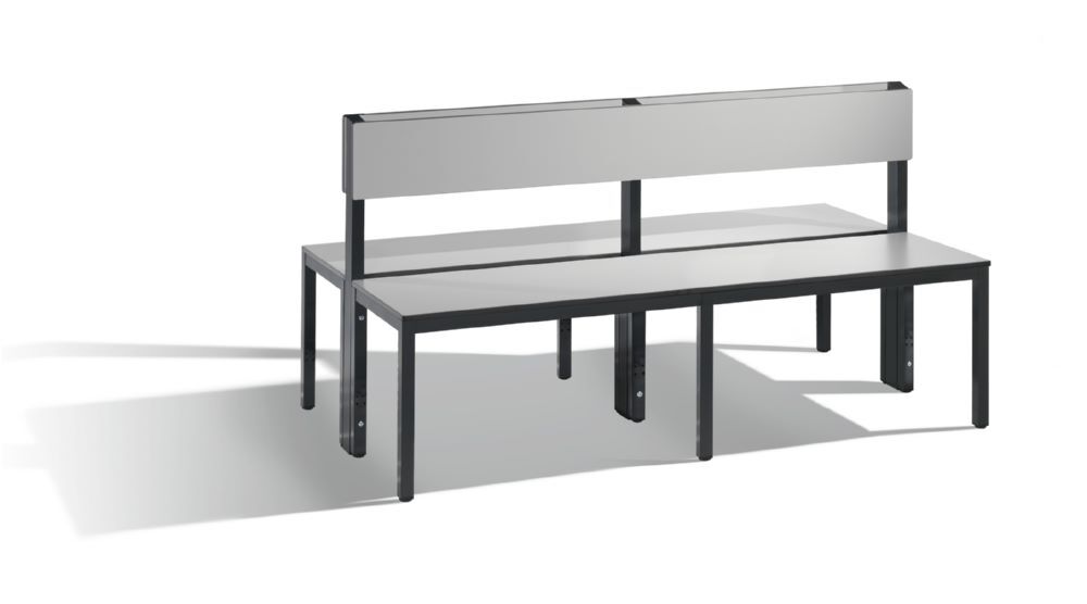 C+P Sitzbank 2-seitig Feuchtraum 796 x 1500 x 760 mm schwarzgrau HPL grau Produktbild C+P Sitzbank 2-seitig Feuchtraum 796 x 1500 x 760 mm schwarzgrau HPL grau