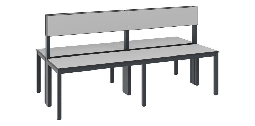 C+P Sitzbank 2-seitig Feuchtraum 796 x 1500 x 760 mm schwarzgrau HPL grau Produktbild C+P Sitzbank 2-seitig Feuchtraum 796 x 1500 x 760 mm schwarzgrau HPL grau bild 2