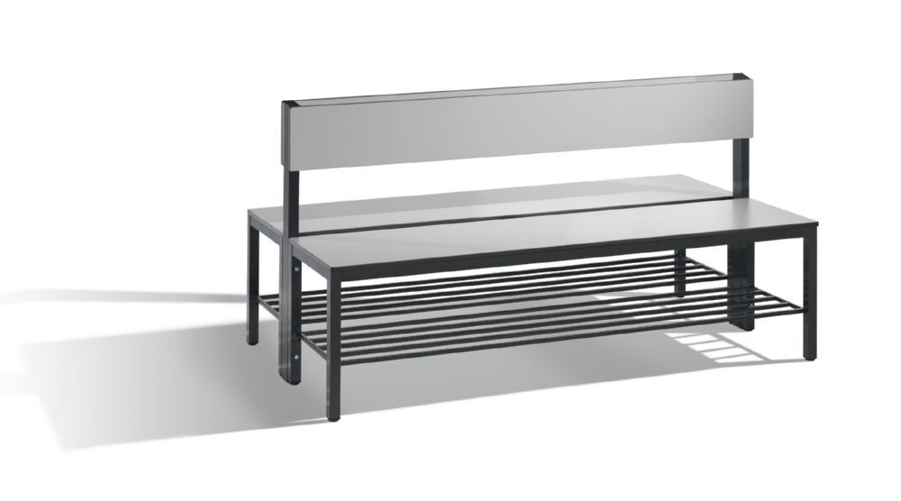 C+P Sitzbank 2-seitig Feuchtraum 796 x 1500 x 760 mm schwarzgrau HPL grau Produktbild C+P Sitzbank 2-seitig Feuchtraum 796 x 1500 x 760 mm schwarzgrau HPL grau