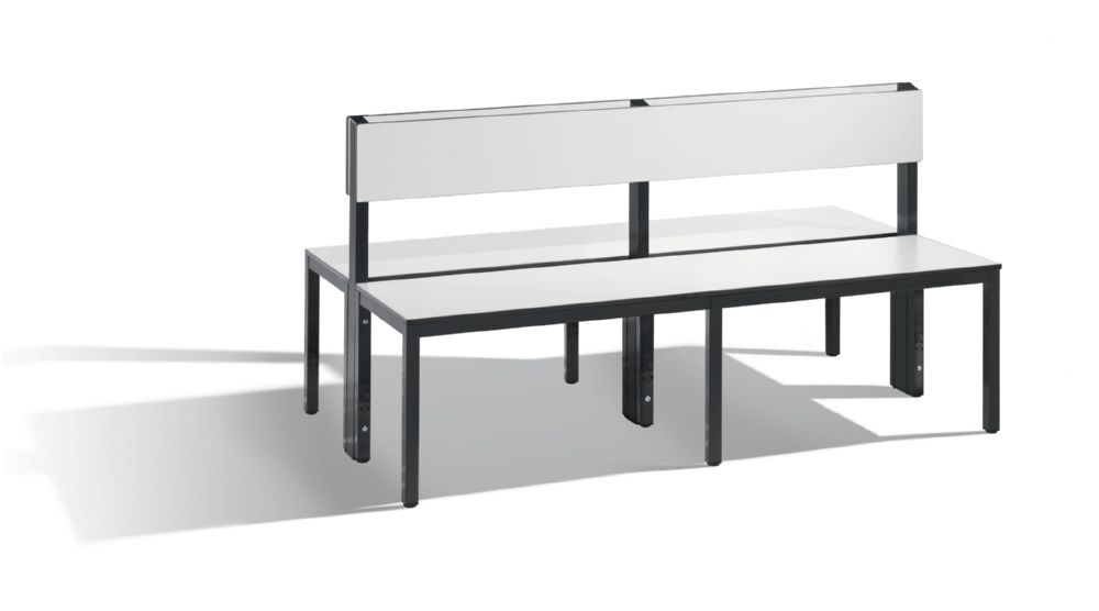 C+P Sitzbank 2-seitig Feuchtraum 796 x 1500 x 760 mm schwarzgrau HPL weiß Produktbild C+P Sitzbank 2-seitig Feuchtraum 796 x 1500 x 760 mm schwarzgrau HPL weiß