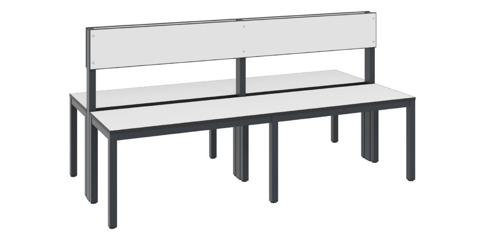 C+P Sitzbank 2-seitig Feuchtraum 796 x 1500 x 760 mm schwarzgrau HPL weiß Produktbild C+P Sitzbank 2-seitig Feuchtraum 796 x 1500 x 760 mm schwarzgrau HPL weiß bild 2