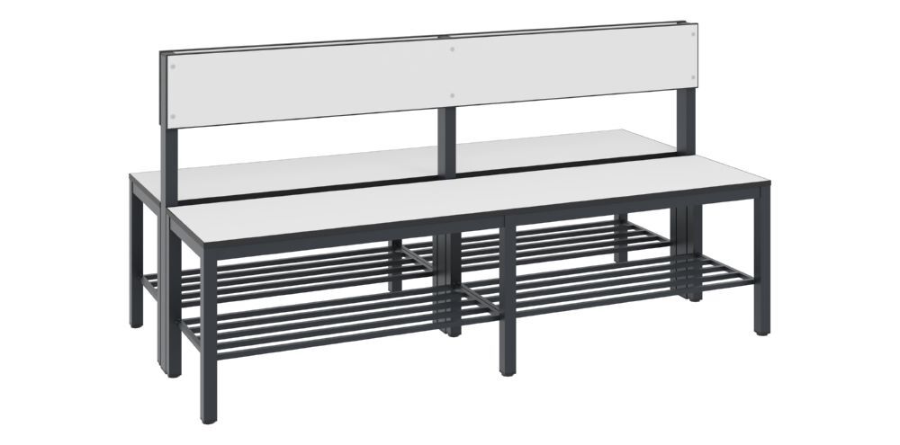 C+P Sitzbank 2-seitig Feuchtraum 796 x 1500 x 760 mm schwarzgrau HPL weiß Produktbild C+P Sitzbank 2-seitig Feuchtraum 796 x 1500 x 760 mm schwarzgrau HPL weiß bild 2