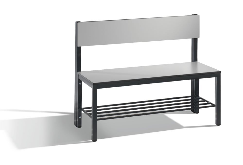C+P Sitzbank mit Rückenlehne schwarzgrau HPL grau 1000 x 407 x 796 mm Produktbild C+P Sitzbank mit Rückenlehne schwarzgrau HPL grau 1000 x 407 x 796 mm