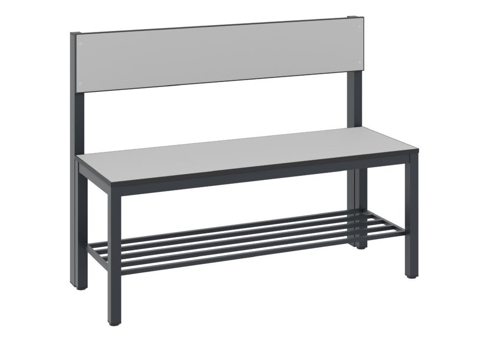 C+P Sitzbank mit Rückenlehne schwarzgrau HPL grau 1000 x 407 x 796 mm Produktbild C+P Sitzbank mit Rückenlehne schwarzgrau HPL grau 1000 x 407 x 796 mm bild 2