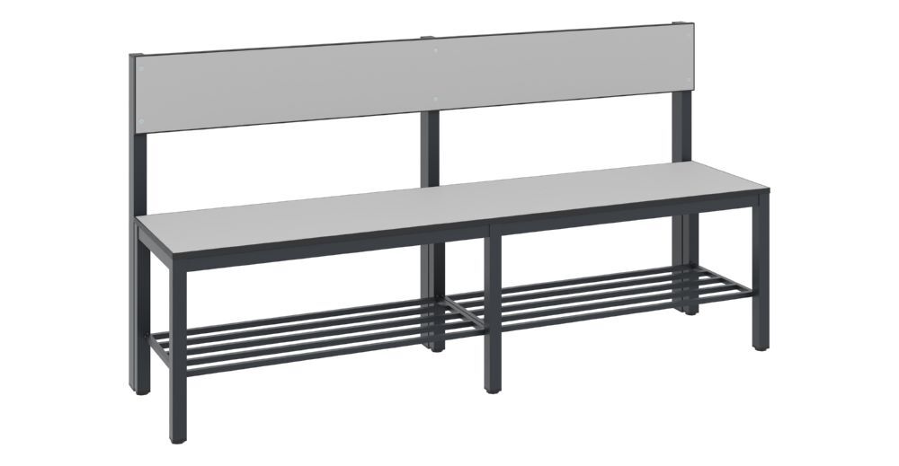 C+P Sitzbank mit Lehne für Feuchtraum HPL grau 1500 x 407 x 796 mm Produktbild C+P Sitzbank mit Lehne für Feuchtraum HPL grau 1500 x 407 x 796 mm