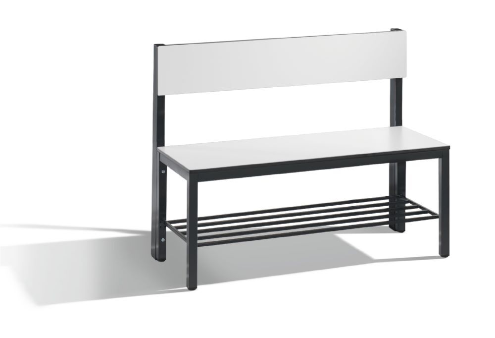 C+P Sitzbank mit Rückenlehne schwarzgrau HPL weiß 1000 x 407 x 796 mm Produktbild C+P Sitzbank mit Rückenlehne schwarzgrau HPL weiß 1000 x 407 x 796 mm