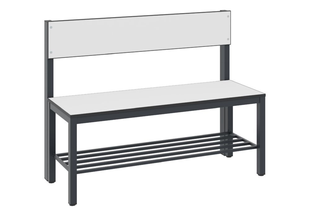 C+P Sitzbank mit Rückenlehne schwarzgrau HPL weiß 1000 x 407 x 796 mm Produktbild C+P Sitzbank mit Rückenlehne schwarzgrau HPL weiß 1000 x 407 x 796 mm bild 2