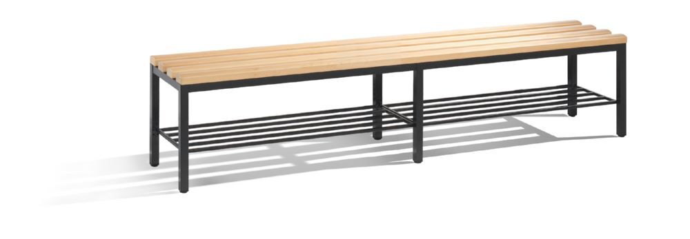 C+P Sitzbank freistehend in schwarzgrau 1960 x 350 x 420 mm Produktbild C+P Sitzbank freistehend in schwarzgrau 1960 x 350 x 420 mm