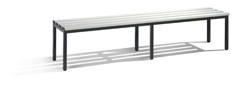 C+P Umkleidebank schwarzgrau lichtgrau Sitzfläche aus Kunststoff 1960 mm Produktbild C+P Umkleidebank schwarzgrau lichtgrau Sitzfläche aus Kunststoff 1960 mm