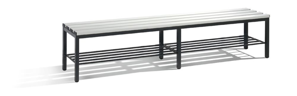C+P Sitzbank freistehend schwarzgrau lichtgrau 1960 x 350 x 420 mm Produktbild C+P Sitzbank freistehend schwarzgrau lichtgrau 1960 x 350 x 420 mm