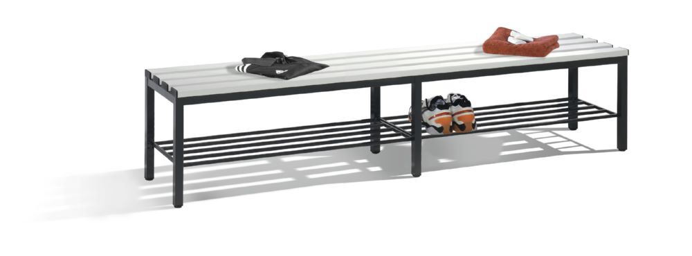 C+P Sitzbank freistehend schwarzgrau lichtgrau 1960 x 350 x 420 mm Produktbild C+P Sitzbank freistehend schwarzgrau lichtgrau 1960 x 350 x 420 mm bild 2