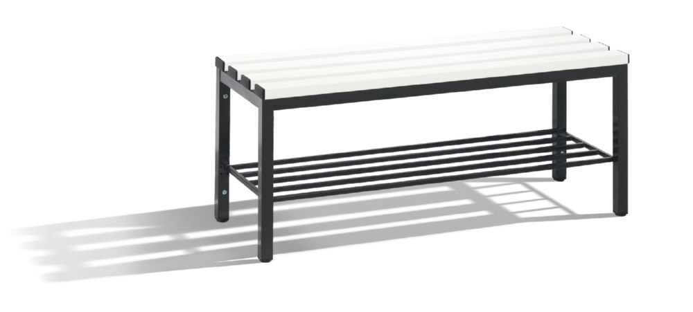 C+P Sitzbank Umkleidebank schwarzgrau reinweiß 1000 x 350 x 420 mm Produktbild C+P Sitzbank Umkleidebank schwarzgrau reinweiß 1000 x 350 x 420 mm