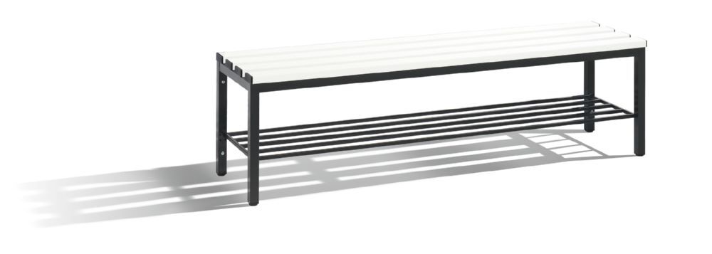 C+P Sitzbank mit Banklatten in weiß 1500 x 350 x 420 mm Produktbild C+P Sitzbank mit Banklatten in weiß 1500 x 350 x 420 mm