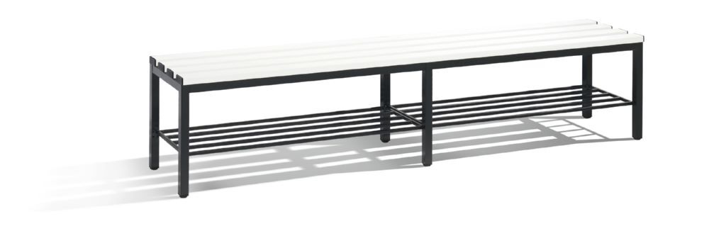 C+P Sitzbank freistehend schwarzgrau reinweiß 1960 x 350 x 420 mm Produktbild C+P Sitzbank freistehend schwarzgrau reinweiß 1960 x 350 x 420 mm