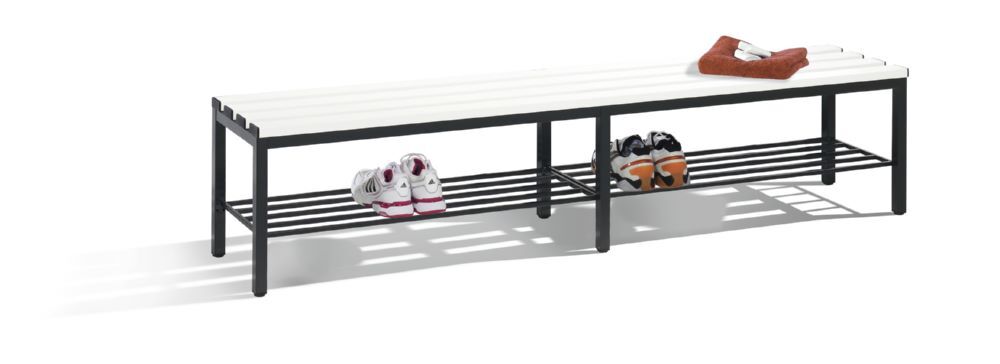 C+P Sitzbank freistehend schwarzgrau reinweiß 1960 x 350 x 420 mm Produktbild C+P Sitzbank freistehend schwarzgrau reinweiß 1960 x 350 x 420 mm bild 2