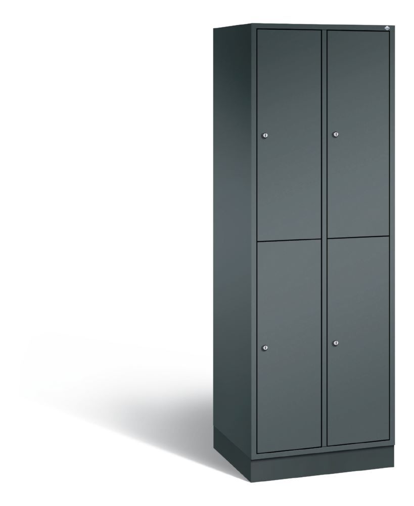 C+P Spind doppelstöckig Intro 4 Fächer in dunkelgrau 620 x 490 x 1950 mm Produktbild C+P Spind doppelstöckig Intro 4 Fächer in dunkelgrau 620 x 490 x 1950 mm