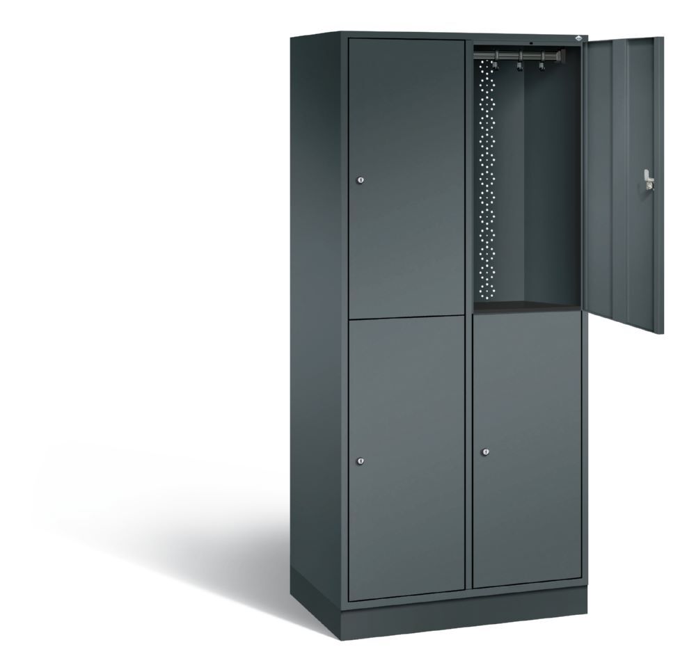 C+P Garderobenspind doppelstöckig Intro 2 Abteile 1950 x 820 x 490 mm anthrazit Produktbild C+P Garderobenspind doppelstöckig Intro 2 Abteile 1950 x 820 x 490 mm anthrazit bild 2
