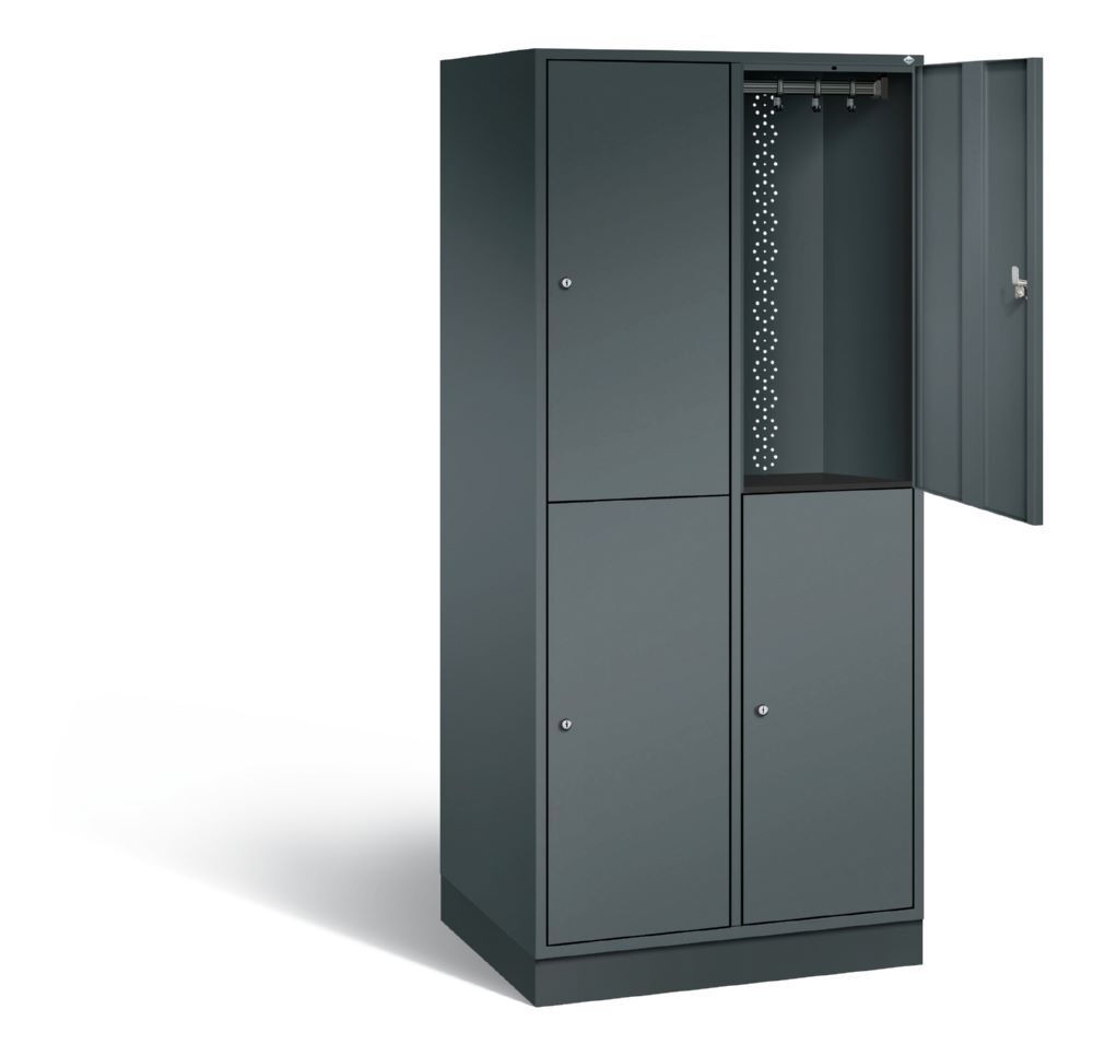 C+P Garderobenspind doppelstöckig Intro 2 Abteile 1950 x 820 x 590 mm anthrazit Produktbild C+P Garderobenspind doppelstöckig Intro 2 Abteile 1950 x 820 x 590 mm anthrazit bild 2