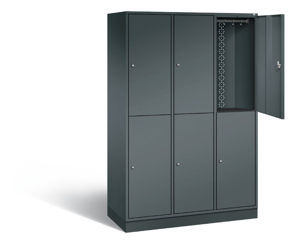 C+P Garderobenspind doppelstöckig Intro 3 Abteile 1950 x 1220 x 490 mm anthrazit Produktbild C+P Garderobenspind doppelstöckig Intro 3 Abteile 1950 x 1220 x 490 mm anthrazit bild 2