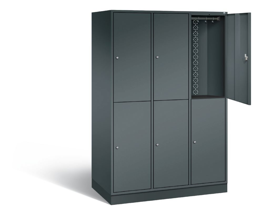 C+P Garderobenschrank Intro XL  3 Abteile 1950 x 1220 x 590 mm anthrazit Produktbild C+P Garderobenschrank Intro XL  3 Abteile 1950 x 1220 x 590 mm anthrazit bild 2