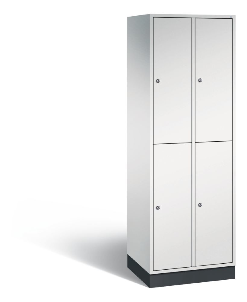 C+P Spind doppelstöckig Intro 4 Fächer lichtgrau 620 x 490 x 1950 mm Produktbild C+P Spind doppelstöckig Intro 4 Fächer lichtgrau 620 x 490 x 1950 mm