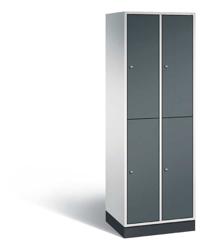 C+P Spind doppelstöckig Intro 4 Fächer in dunklem anthrazit 620 x 490 x 1950 mm Produktbild C+P Spind doppelstöckig Intro 4 Fächer in dunklem anthrazit 620 x 490 x 1950 mm