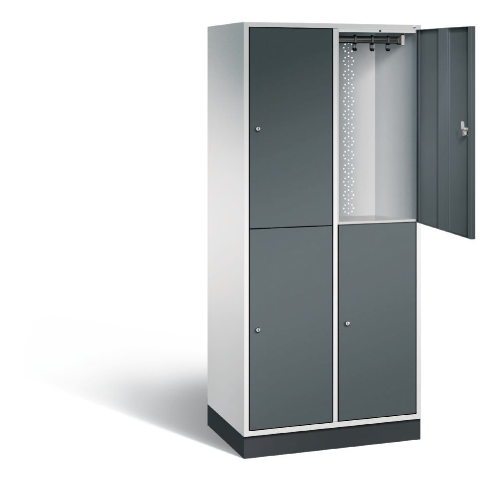 C+P Garderobenspind doppelstöckig Intro 1950 x 820 x 490 mm lichtgrau anthrazit Produktbild C+P Garderobenspind doppelstöckig Intro 1950 x 820 x 490 mm lichtgrau anthrazit bild 2