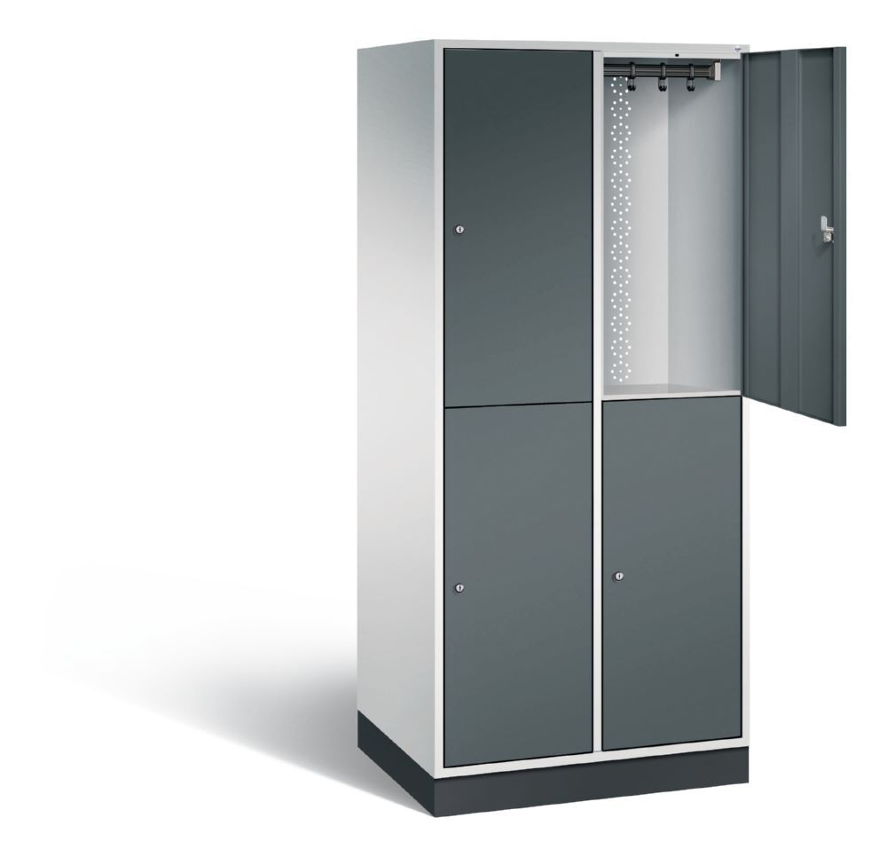 C+P Garderobenspind doppelstöckig Intro 1950 x 820 x 590 mm lichtgrau anthrazit Produktbild C+P Garderobenspind doppelstöckig Intro 1950 x 820 x 590 mm lichtgrau anthrazit bild 2