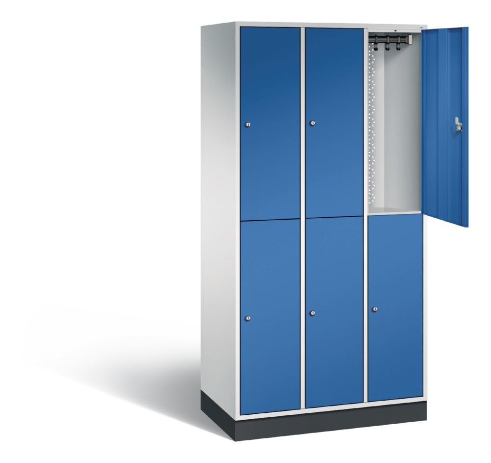 C+P Garderobenspind doppelstöckig Intro 1950 x 920 x 490 mm lichtgrau enzianblau Produktbild C+P Garderobenspind doppelstöckig Intro 1950 x 920 x 490 mm lichtgrau enzianblau bild 2