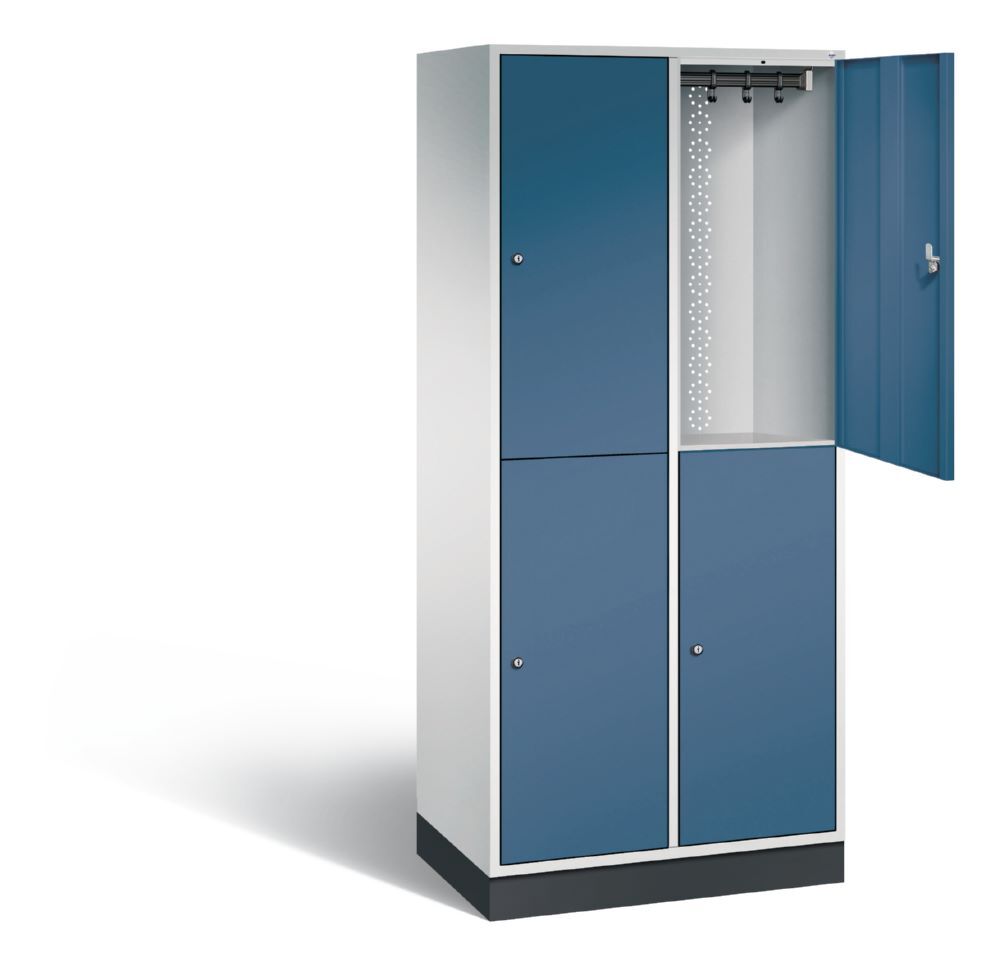 C+P Garderobenspind doppelstöckig Intro 1950 x 820 x 490 mm lichtgrau fernblau Produktbild C+P Garderobenspind doppelstöckig Intro 1950 x 820 x 490 mm lichtgrau fernblau bild 2