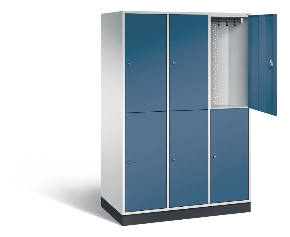 C+P Garderobenschrank Intro XL 3 Abteile 1950 x 1220 x 590 mm lichtgrau fernblau Produktbild C+P Garderobenschrank Intro XL 3 Abteile 1950 x 1220 x 590 mm lichtgrau fernblau bild 2