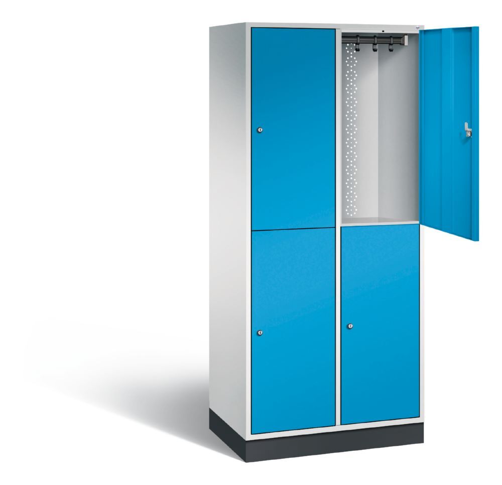 C+P Garderobenspind doppelstöckig Abteile 1950 x 820 x 490 mm lichtgrau lichtblau Produktbild C+P Garderobenspind doppelstöckig Abteile 1950 x 820 x 490 mm lichtgrau lichtblau bild 2