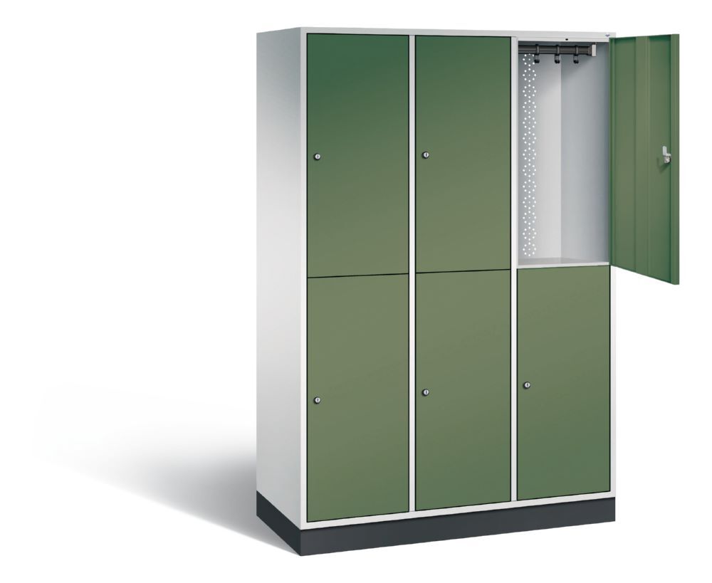C+P Garderobenspind doppelstöckig Intro 1950 x 1220 x 490 mm lichtgrau resedagrün Produktbild C+P Garderobenspind doppelstöckig Intro 1950 x 1220 x 490 mm lichtgrau resedagrün bild 2