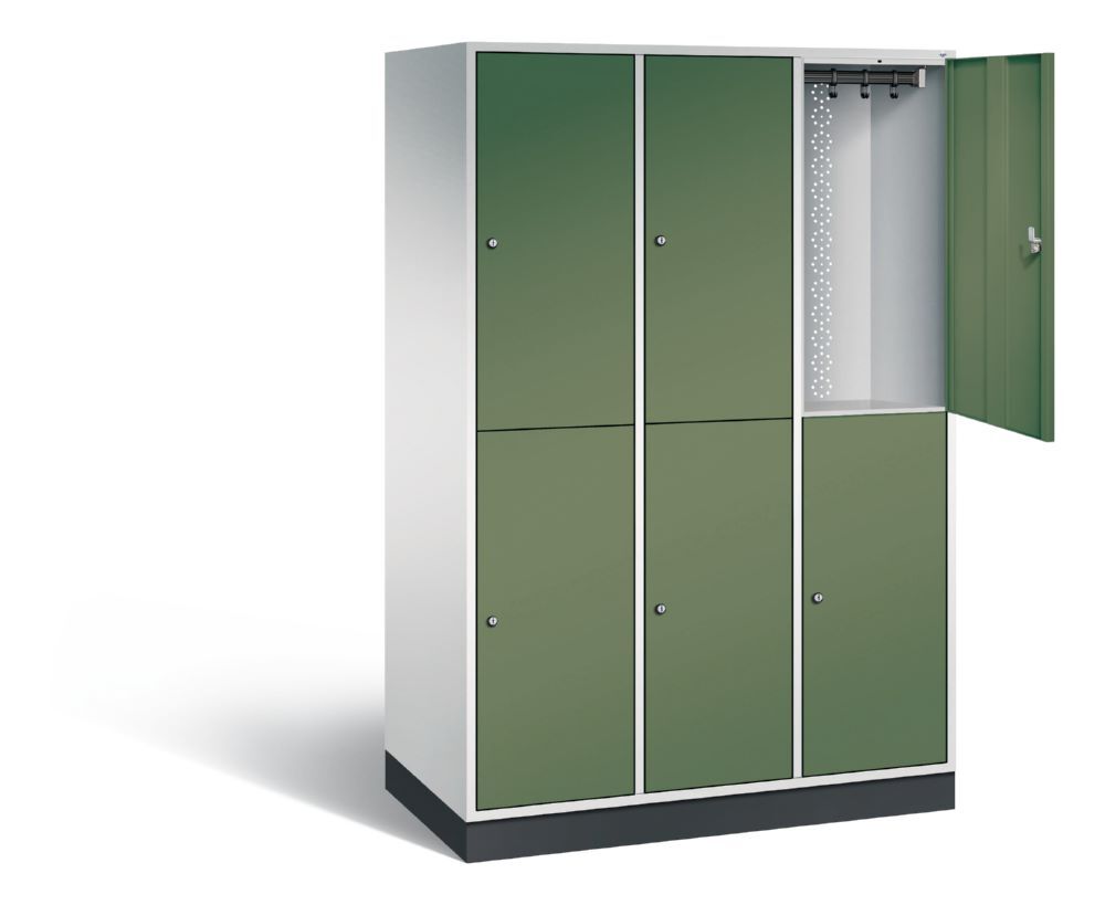 C+P Garderobenschrank Intro 3 Abteile 1950 x 1220 x 590 mm lichtgrau resedagrün Produktbild C+P Garderobenschrank Intro 3 Abteile 1950 x 1220 x 590 mm lichtgrau resedagrün bild 2