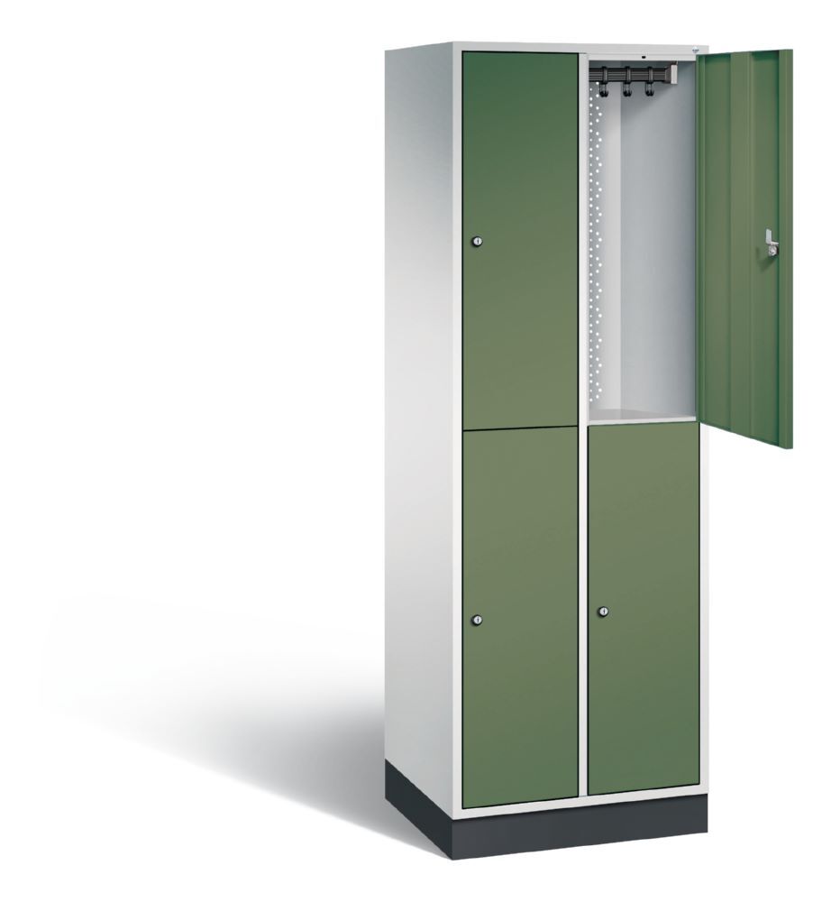 C+P Spind doppelstöckig Intro 4 Fächer resedagrün 620 x 490 x 1950 mm Produktbild C+P Spind doppelstöckig Intro 4 Fächer resedagrün 620 x 490 x 1950 mm bild 2