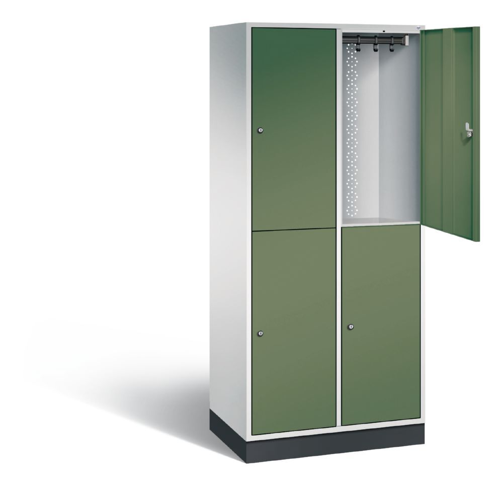C+P Garderobenspind doppelstöckig Intro 1950 x 820 x 490 mm lichtgrau resedagrün Produktbild C+P Garderobenspind doppelstöckig Intro 1950 x 820 x 490 mm lichtgrau resedagrün bild 2