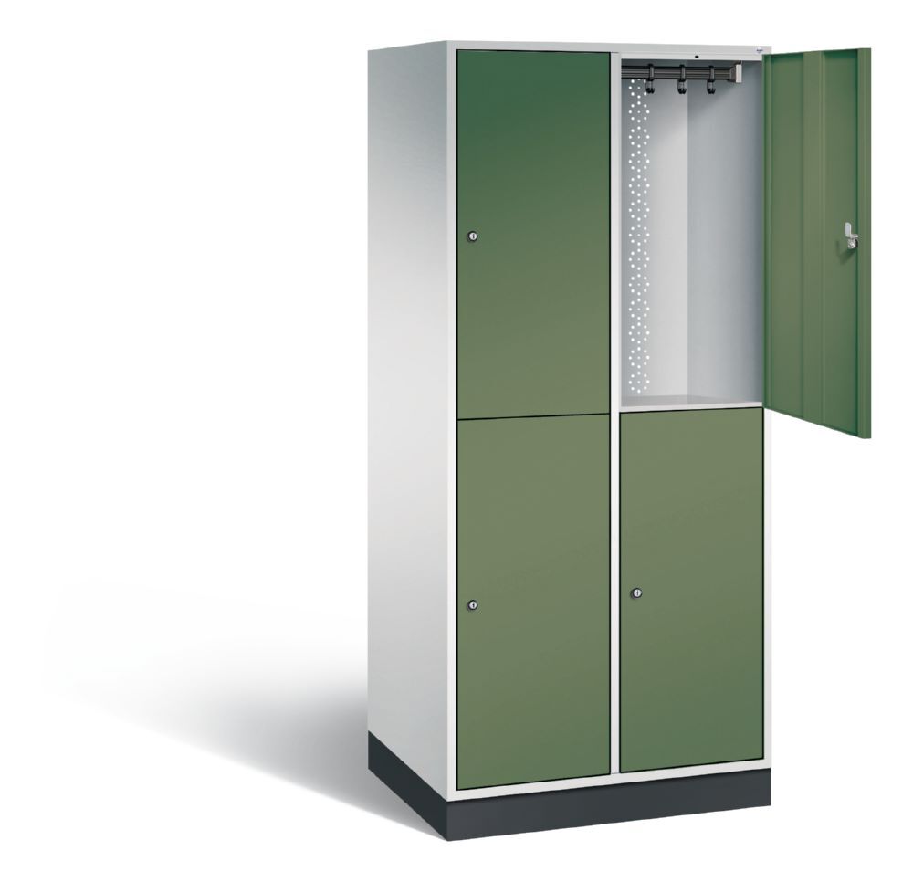 C+P Garderobenspind doppelstöckig Intro 1950 x 820 x 590 mm lichtgrau resedagrün Produktbild C+P Garderobenspind doppelstöckig Intro 1950 x 820 x 590 mm lichtgrau resedagrün bild 2