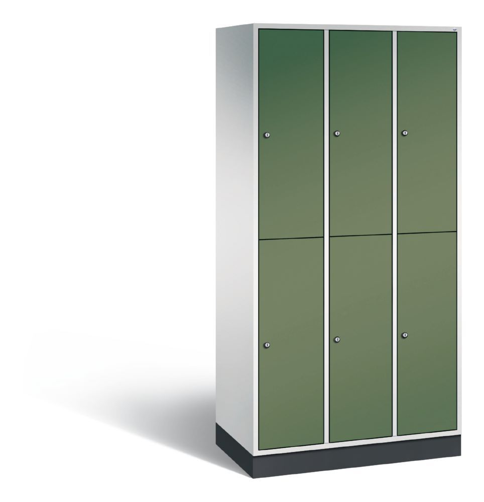 C+P Garderobenspind doppelstöckig Intro 1950 x 920 x 490 mm lichtgrau resedagrün Produktbild C+P Garderobenspind doppelstöckig Intro 1950 x 920 x 490 mm lichtgrau resedagrün