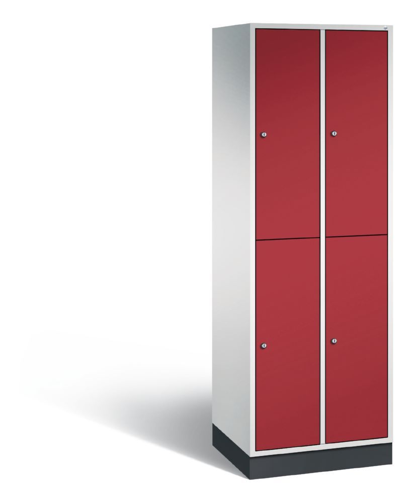 C+P Spind doppelstöckig Intro 4 Fächer rubinrot 620 x 490 x 1950 mm Produktbild C+P Spind doppelstöckig Intro 4 Fächer rubinrot 620 x 490 x 1950 mm