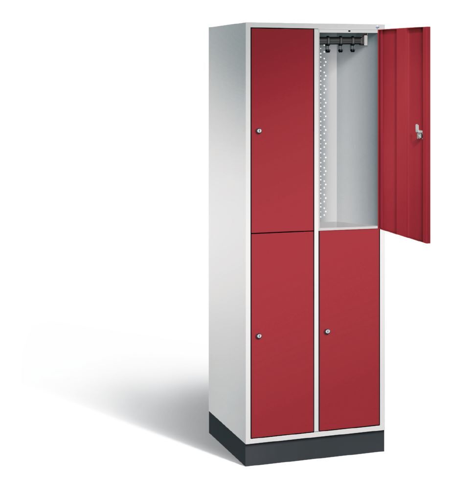 C+P Spind doppelstöckig Intro 4 Fächer rubinrot 620 x 490 x 1950 mm Produktbild C+P Spind doppelstöckig Intro 4 Fächer rubinrot 620 x 490 x 1950 mm bild 2