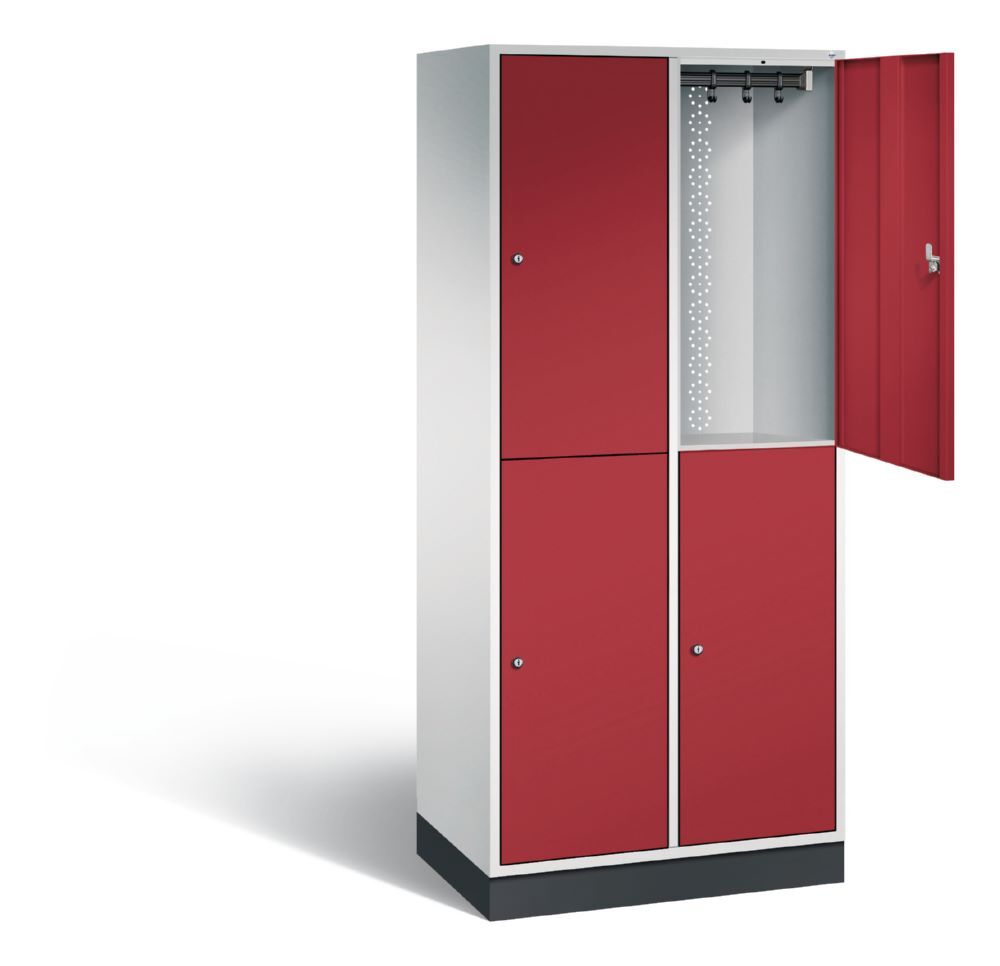 C+P Garderobenspind doppelstöckig Intro 1950 x 820 x 490 mm lichtgrau rubinrot Produktbild C+P Garderobenspind doppelstöckig Intro 1950 x 820 x 490 mm lichtgrau rubinrot bild 2