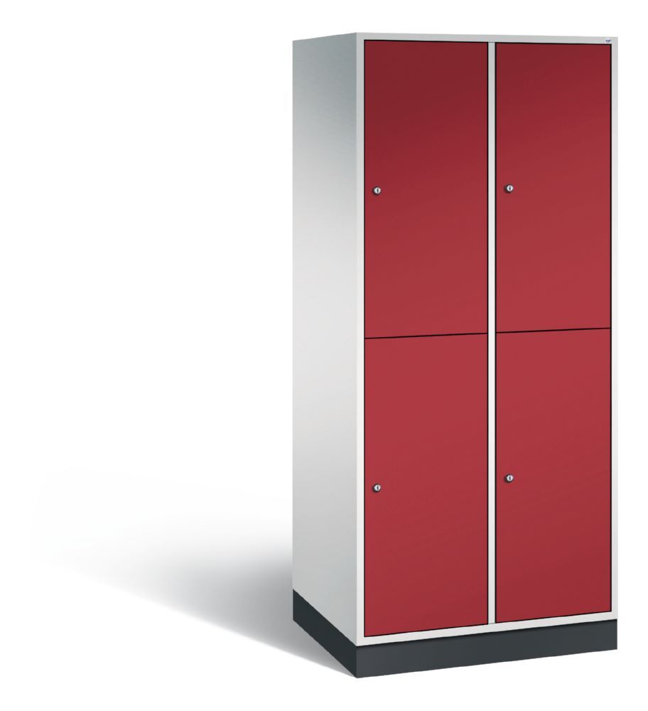 C+P Garderobenspind doppelstöckig Intro 1950 x 820 x 590 mm lichtgrau rubinrot Produktbild C+P Garderobenspind doppelstöckig Intro 1950 x 820 x 590 mm lichtgrau rubinrot