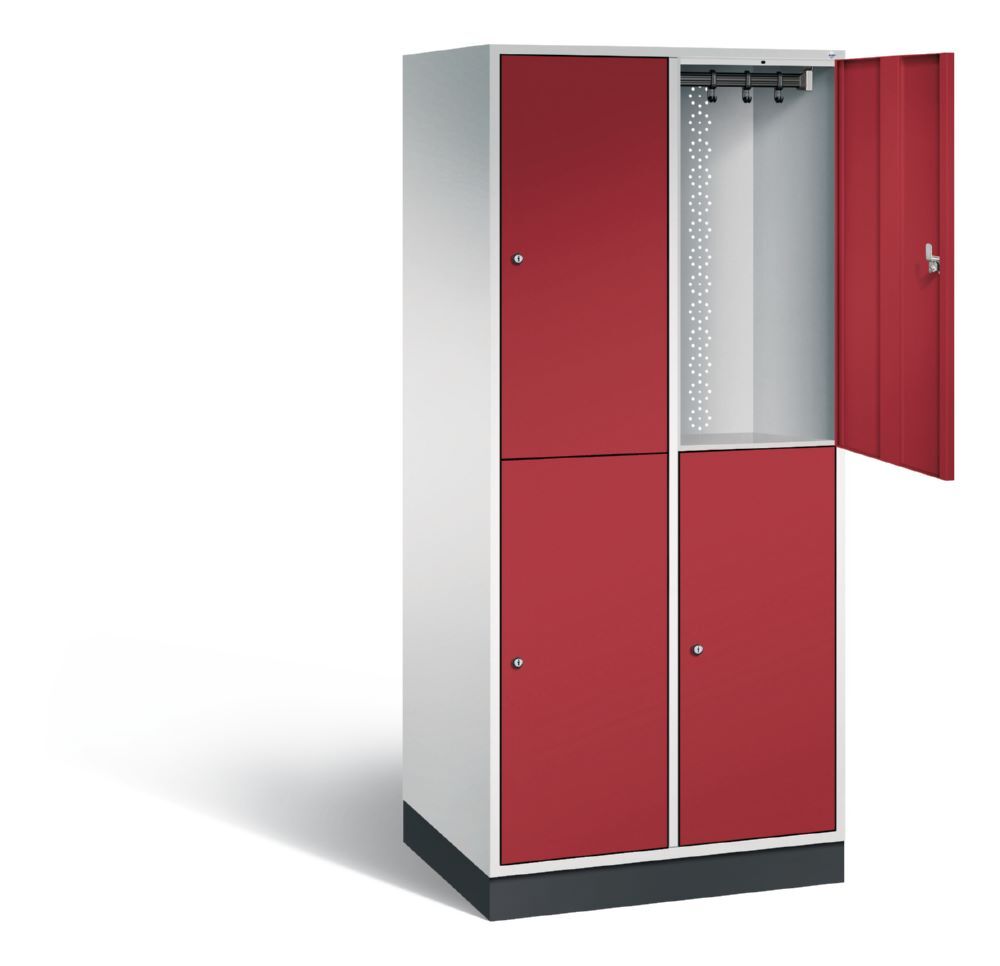 C+P Garderobenspind doppelstöckig Intro 1950 x 820 x 590 mm lichtgrau rubinrot Produktbild C+P Garderobenspind doppelstöckig Intro 1950 x 820 x 590 mm lichtgrau rubinrot bild 2