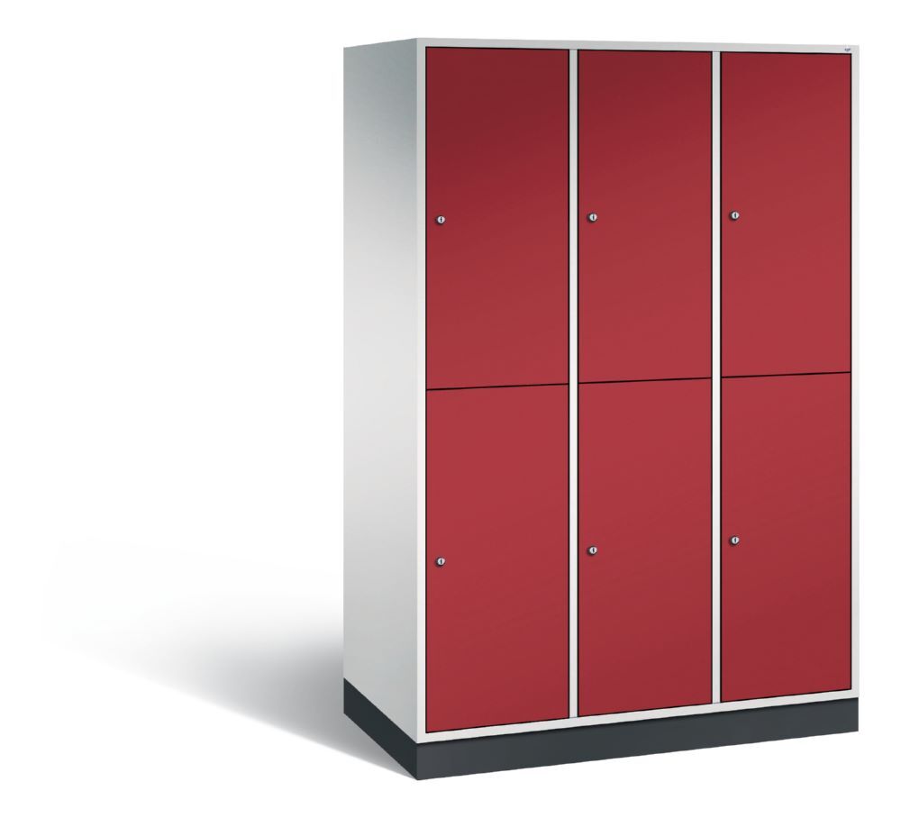 C+P Garderobenschrank Intro XL 3 Abteile 1950 x 1220 x 590 mm lichtgrau rubinrot Produktbild C+P Garderobenschrank Intro XL 3 Abteile 1950 x 1220 x 590 mm lichtgrau rubinrot