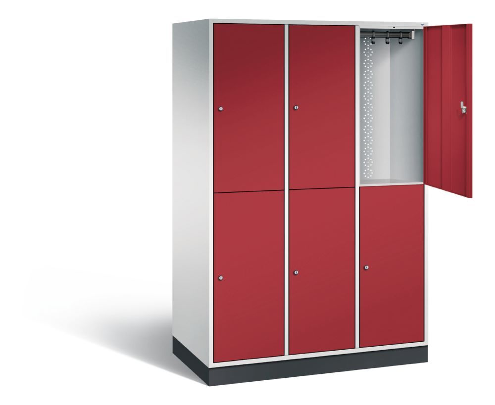 C+P Garderobenschrank Intro XL 3 Abteile 1950 x 1220 x 590 mm lichtgrau rubinrot Produktbild C+P Garderobenschrank Intro XL 3 Abteile 1950 x 1220 x 590 mm lichtgrau rubinrot bild 2
