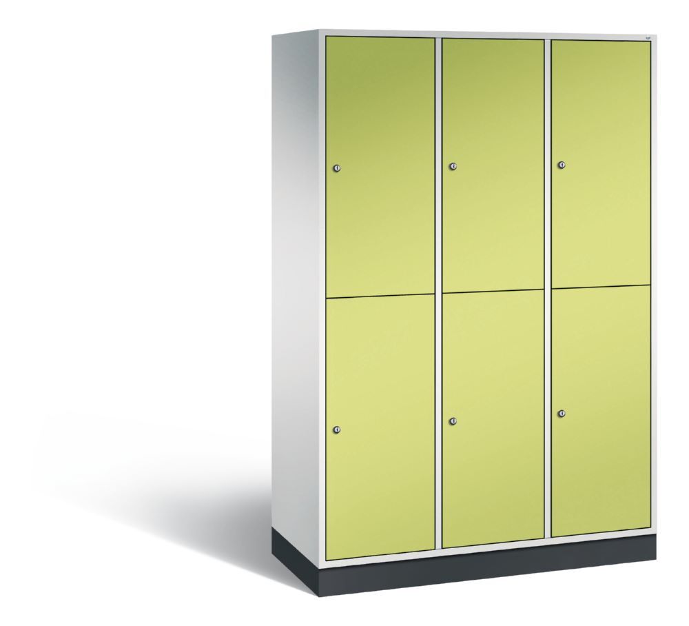 C+P Garderobenspind doppelstöckig Intro 1950 x 1220 x 490 mm lichtgrau viridingrün Produktbild C+P Garderobenspind doppelstöckig Intro 1950 x 1220 x 490 mm lichtgrau viridingrün