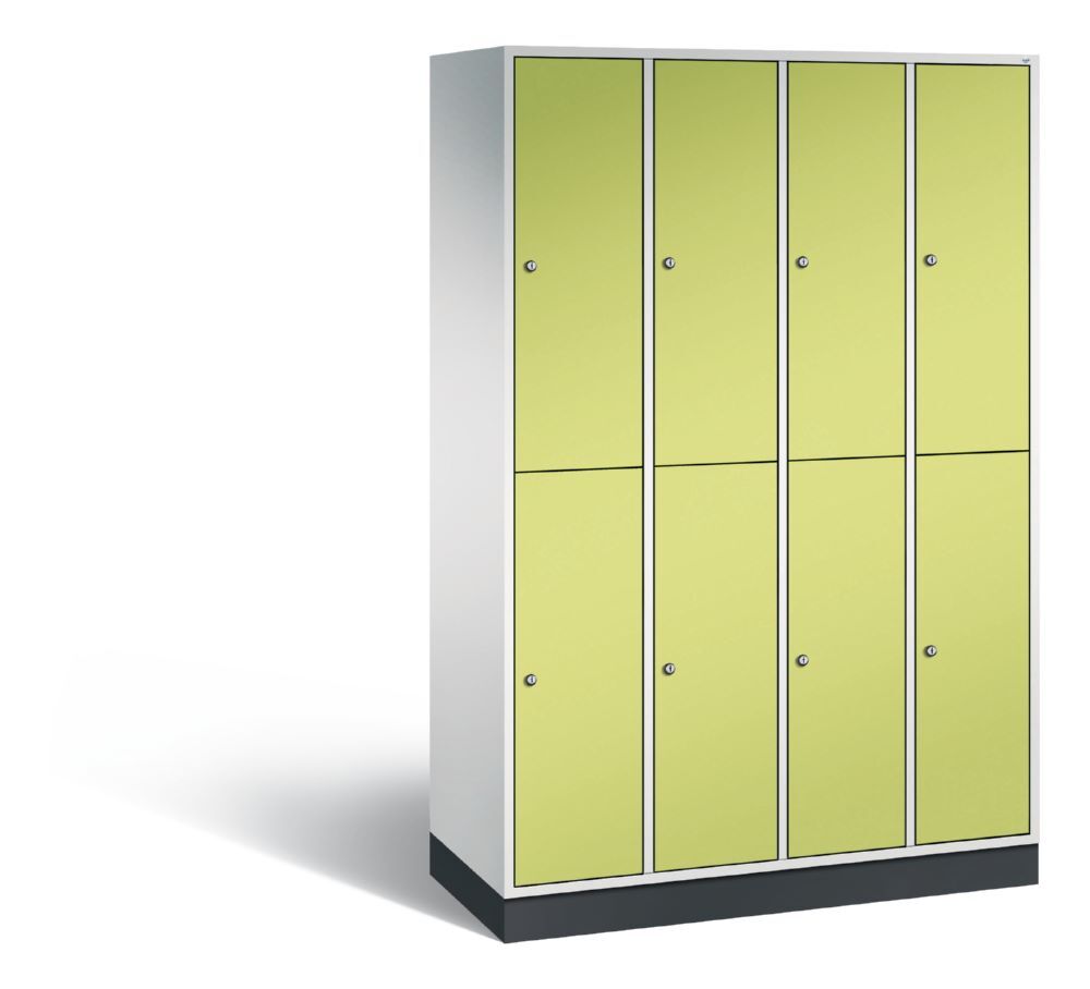 C+P Garderobenspind doppelstöckig Intro 1950 x 1220 x 490 mm lichtgrau viridingrün Produktbild C+P Garderobenspind doppelstöckig Intro 1950 x 1220 x 490 mm lichtgrau viridingrün