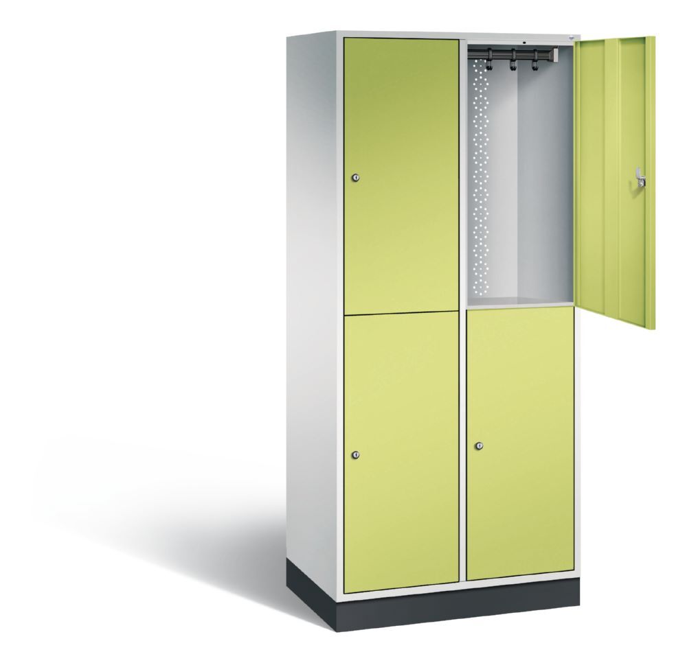 C+P Garderobenspind doppelstöckig Intro 1950 x 820 x 490 mm lichtgrau viridingrün Produktbild C+P Garderobenspind doppelstöckig Intro 1950 x 820 x 490 mm lichtgrau viridingrün bild 2