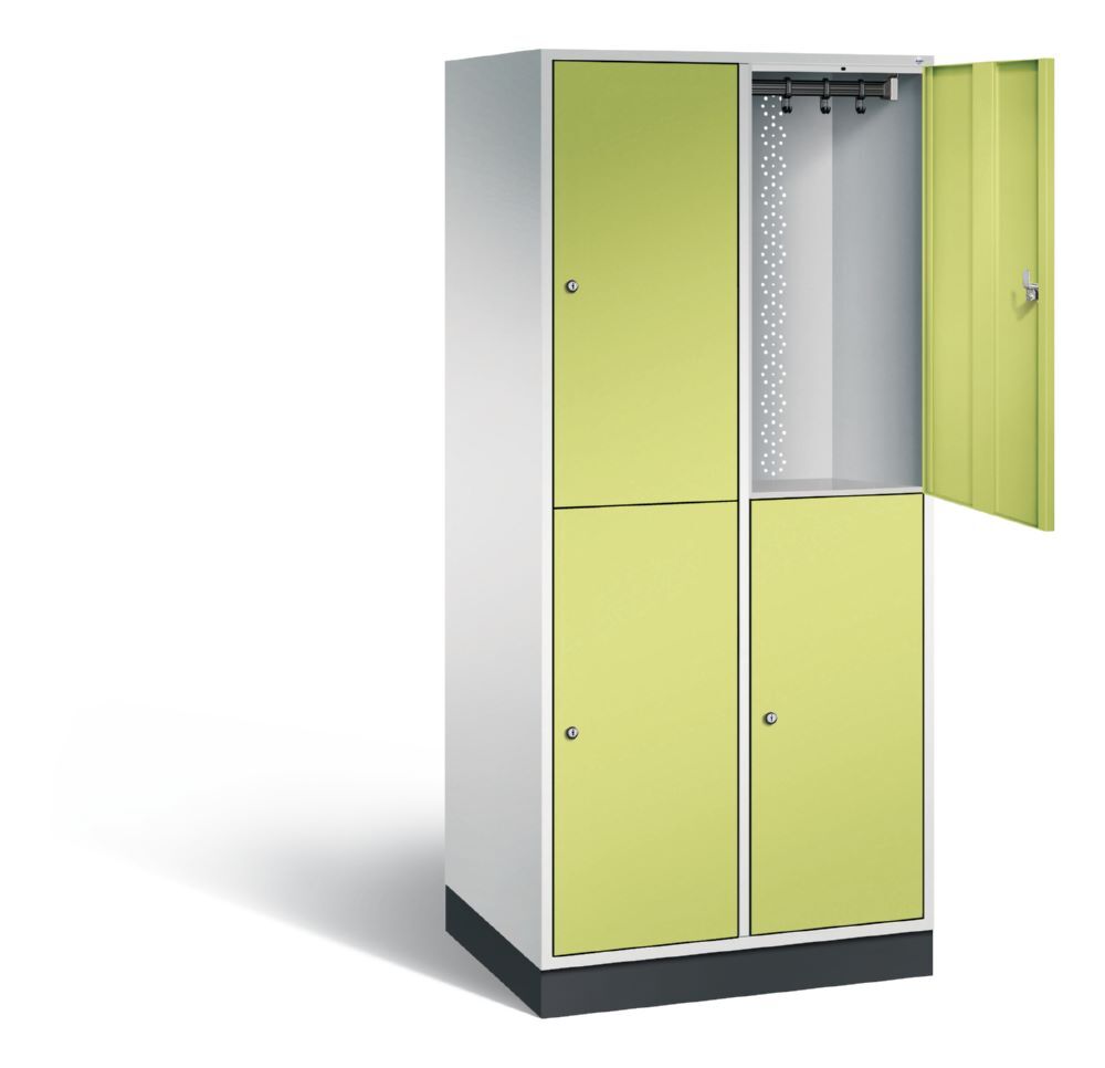 C+P Garderobenspind doppelstöckig Intro 1950 x 820 x 590 mm lichtgrau viridingrün Produktbild C+P Garderobenspind doppelstöckig Intro 1950 x 820 x 590 mm lichtgrau viridingrün bild 2